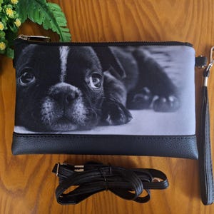 Bolsa transversal para cachorro Boston Terrier, bolsa pequena transversal, bolsas com cachorros, bolsa pequena para celular, bolsa com zíper para celular