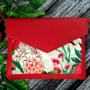 Umschlag Clutch Tasche Geldbörse Boho Floral Vegan Leder Rot Crossbody Bag Frauen Große Clutch Taschen Big Size Clutch Poppy Crossbody Clutch Bag