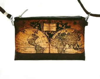 World Map Phone Crossbody Bag Small Padded Travel Bag Wanderlust  Phone Bag Small Travel Bag Passport Bag Riffle Paper Company Unisex Purse
