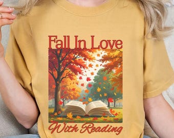 Camiseta de professor de outono com cores confortáveis, camiseta de volta às aulas, camiseta de professor de leitura, camiseta de Halloween para professor de leitura, camisetas fofas coloridas de outono