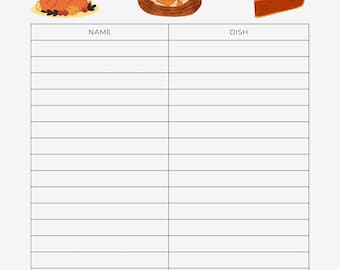 THANKSGIVING POTLUCK sign up sheet| potluck printable| fall potluck list| thanksgiving dinner| thanksgiving food list| thanksgiving potluck