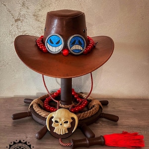 One Piece Cappello Portgas D. Ace - Realistico e Collana (HandMade) Serie Limitata