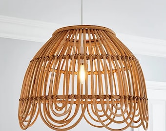 Handmade Rattan Lampshade | Bedroom Pendant Lighting | Kitchen Island light | Boho Chandelier | Dinner Table Pendant Light | Boho Decor