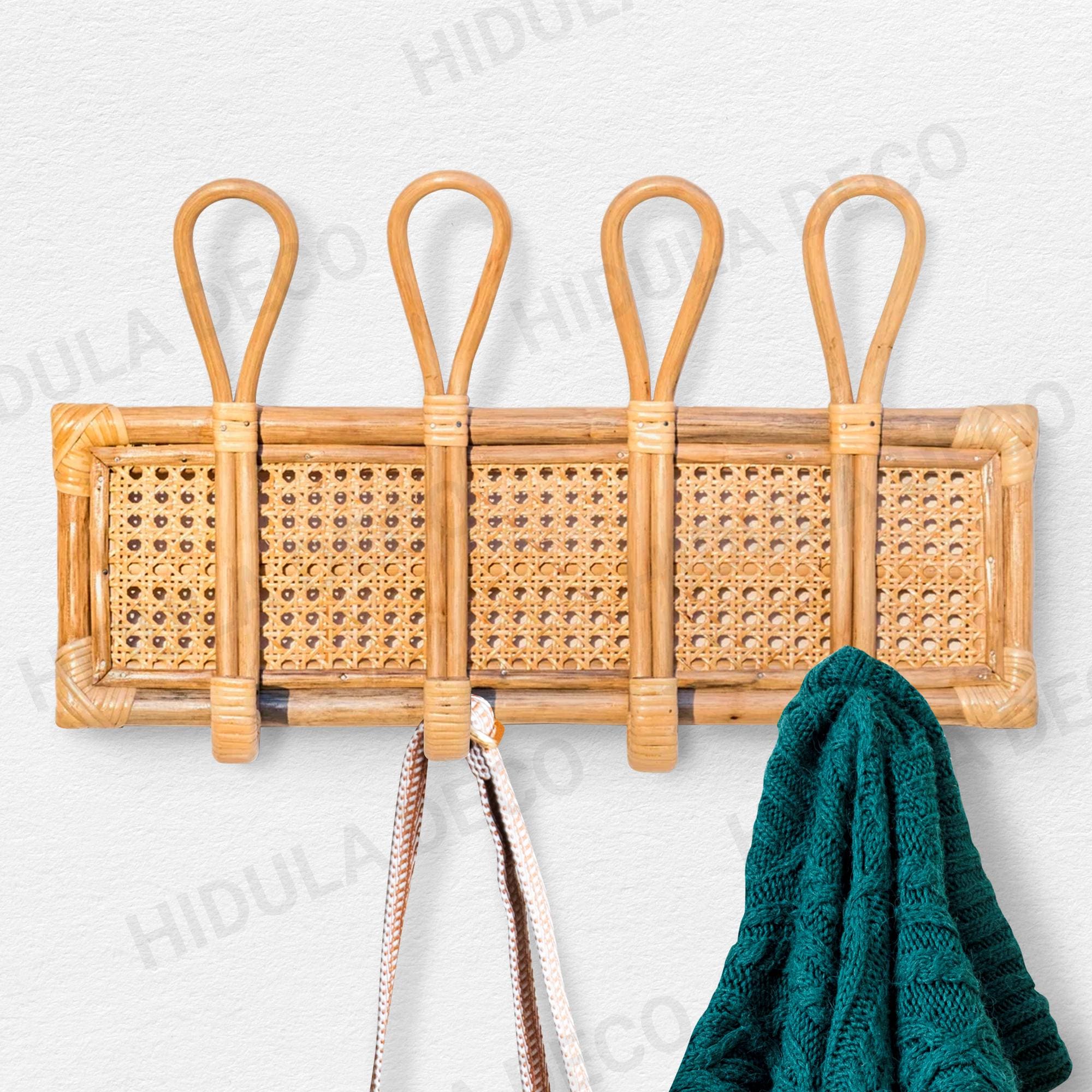 Boho Rattan Wall Rack, Rattan Wall Hook, Coat Rack, Hat Hook, Cane Coat Hook, Towel Hanger