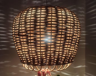 Handwoven rattan lampshade | Wicker Hanging Lamp | Rustic pendant light | Braided pendant lamp shade | suspension light | Boho Chandelier