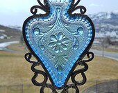 Upcycled Azure - Vintage spade-shaped dish given new life as a Windchime