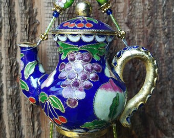 Fruity Mini Cloisonne' Teapot Wind Chime