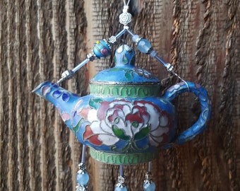 Lovely Mini Cloisonne' Teapot Wind Chime