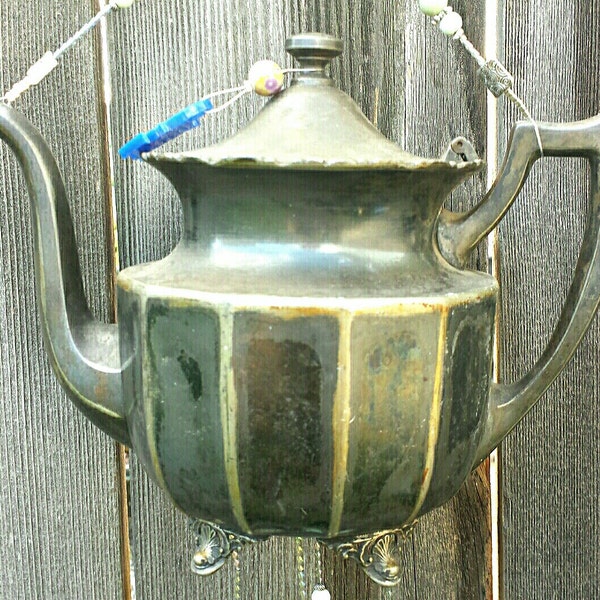 Elegant Silverplate--Antique teapot wind chime