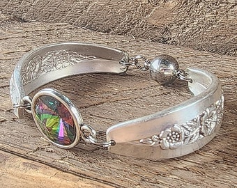 Spoon Bracelet - Stunning Silverware Bracelet with A Genuine Swarovski Crystal -Size Medium (6 1/2")