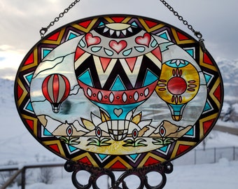 Folk Art Hot Air Balloons Wind Chime/Suncatcher