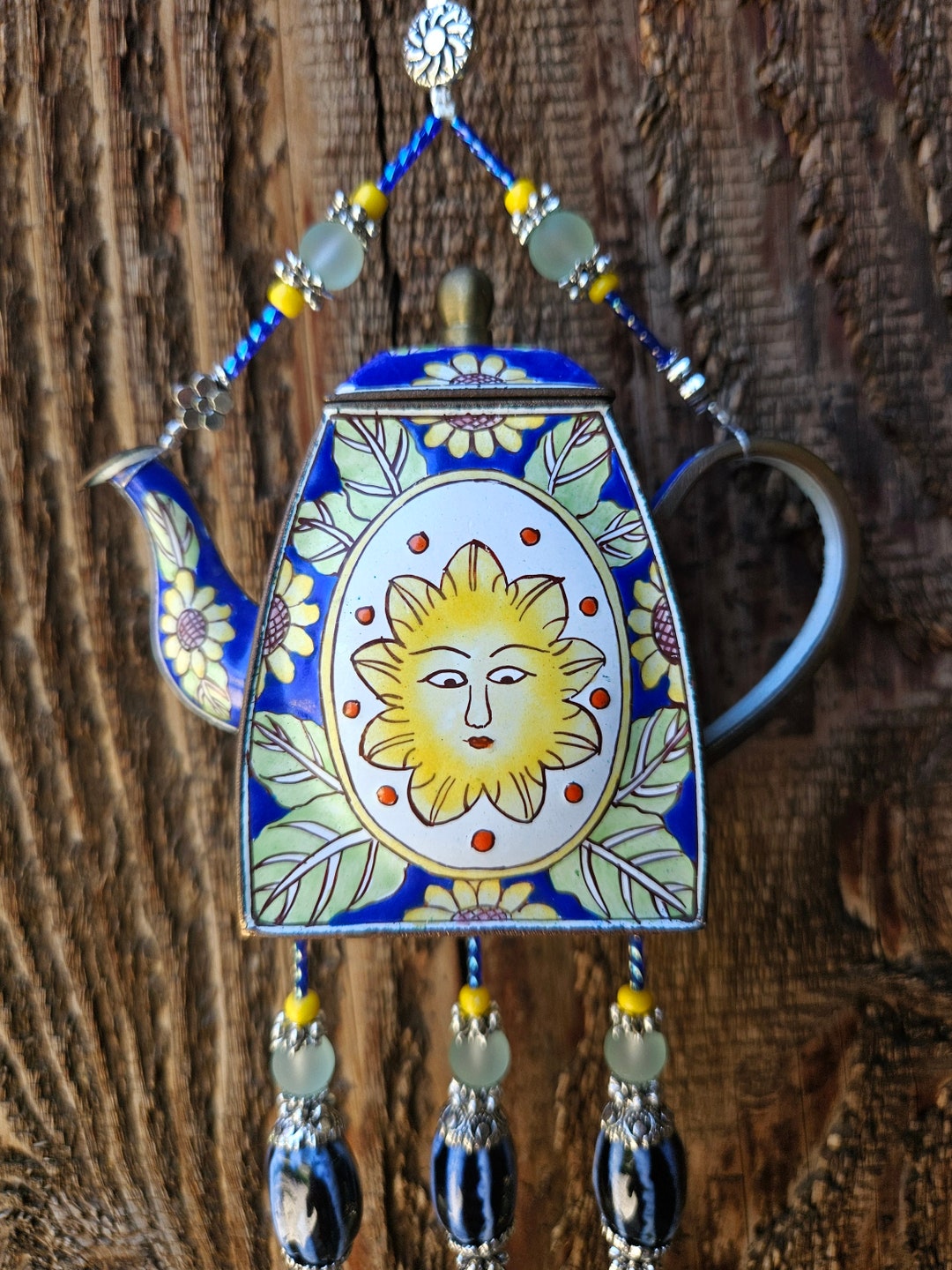 Daisy Face Mini Teapot Wind Chime Etsy