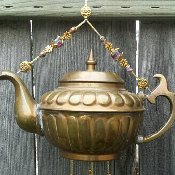 Fluted Brass--Delightful Vintage Teapot Wind Chime