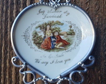 Cameo Heart Dish - "In English We Say I Love You" Wind Chime