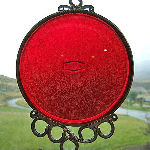 Ruby Recycled - Vintage Collectible Glass Railroad Lantern Lense Windchime