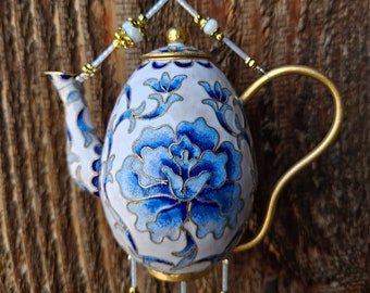 Floral Mini Cloisonne' Teapot Wind Chime