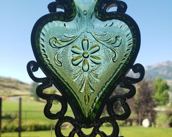 Green Spade - Vintage dish given new life as a Windchime