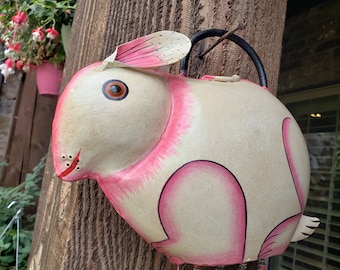 Painted Bunny Watering Can Wind Chime