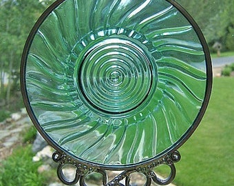 Ultramarine PETAL SWIRL - 1930's Plate Upcycled into a Windchime