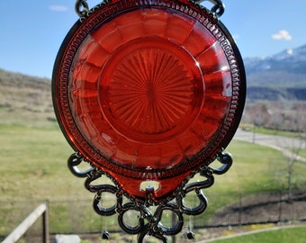 Ruby Coronation - Depression Glass Berry Bowl Wind Chime