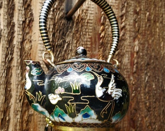 Intricately Crafted Cloisonne' Mini Teapot Wind Chime