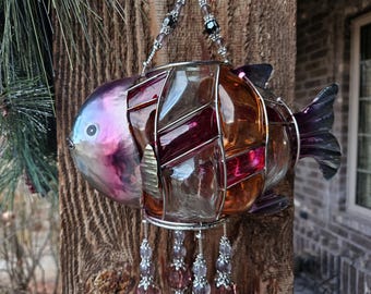 Glass and Wire Fish Tea Light Chime