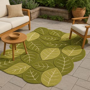 Leafy Haven Rug – Nature-Inspired Green Leaf Carpet