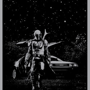 Mandalorian&#39;s Delorian Limited Edition Screen Print
