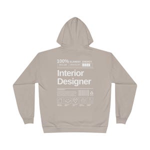 Milieuvriendelijke hoodie voor interieurontwerper, cadeau voor ontwerpers, uniek sweatshirt voor liefhebbers van interieurdecoratie, duurzame mode