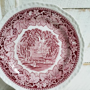 Mason&#39;s Vista pink transferware ironstone plate , english ironstone luncheon plate , farmhouse plate wall decor
