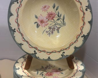 VTG Lenox Perennial Garden Rimmed Soup Bowls (Set of 7) – European Garden Collection Porcelain