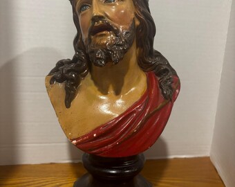 vintage religious bust of Jesus Christ.
