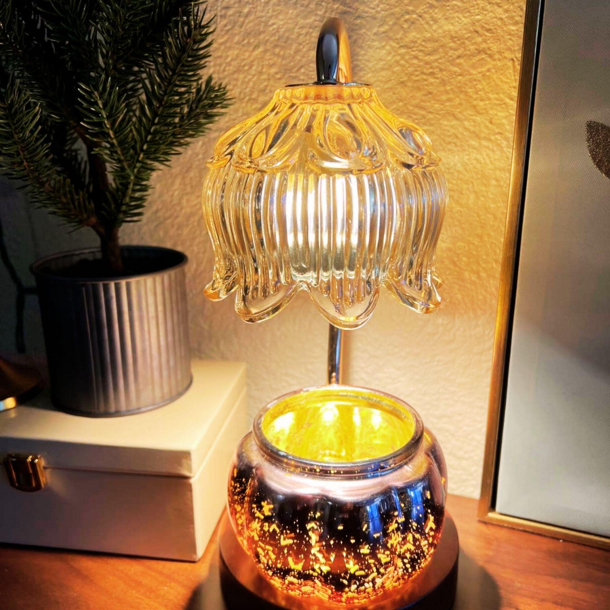 Lampada scaldacandele vintage a forma di fiore: decorazione per la casa dimmerabile