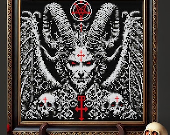 Goth Diablo Cross Stitch Pattern: Dark Satanic Embroidery (PDF)