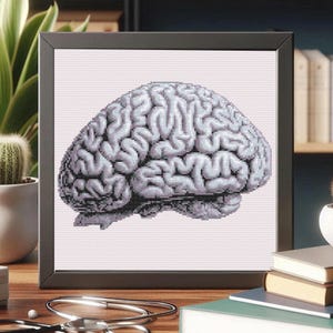 Anatomical Brain Cross Stitch Pattern: Medical Embroidery Art (PDF Download)