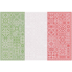 Cuadros de patchwork con diseño patriótico de la bandera italiana en punto de cruz de Quaker Sampler, gráfico contado en PDF, bandera italiana