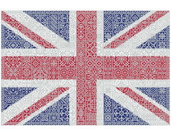 UK Flag Cross Stitch Pattern: Tiled Quaker Sampler (PDF)