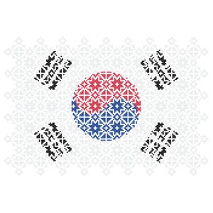 Cuadrados de patchwork con diseño patriótico de la bandera de Corea del Sur, muestrario cuáquero, punto de cruz, gráfico contado en PDF.