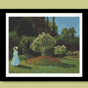 Claude Monet - Lady in the Garden Cross Stitch Pattern (Digital PDF)