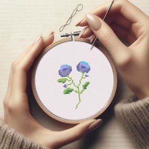Floral Cross Stitch Pattern: Small Easy Flower Embroidery (PDF Download)