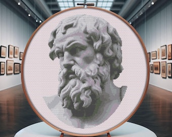 Socrates Statue Cross Stitch Pattern: Athens Art (Digital PDF)