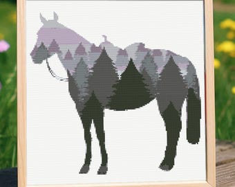 Horse Cross Stitch Pattern, Horse embroidery Pattern Instant Download PDF, Digital PDF Hand Embroidery Design to Download