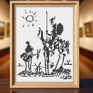 Don Quijote Kreuzstich Stickmuster, Easy Instant Download PDF, Digital PDF Handstickerei Design zum Downloaden
