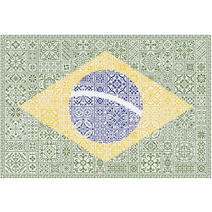 Cuadros de patchwork con diseño patriótico de la bandera de Brasil, con diseño de Quaker Sampler Cross Stitch, gráfico contado en PDF