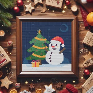 Cross Stitch Pattern Snowman, Christmas, Cross Stitch Art,  Digital PDF Hand Embroidery Design to Download