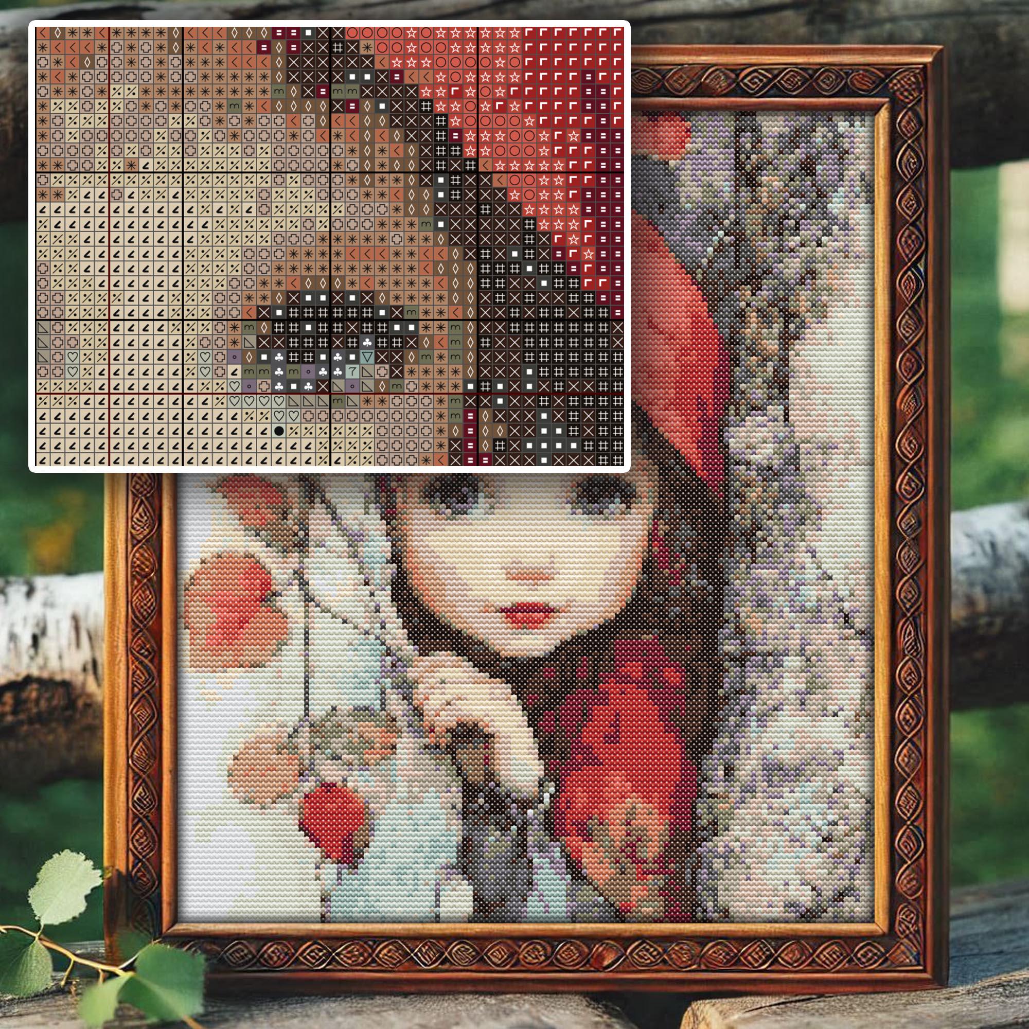 赤ずきんのクロスステッチパターン：おとぎ話の刺繍（PDF） - Etsy 日本