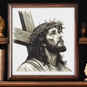 Jesus Christ Cross Stitch Pattern: Christian Embroidery Design (PDF Download)