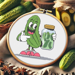 Pickles Cross Stitch Pattern: Easy Jar Embroidery (PDF Download)
