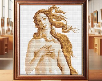 Birth of Venus Cross Stitch Pattern: Botticelli Goddess (Digital PDF)