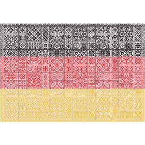 Cuadros de patchwork con diseño patriótico de la bandera de Alemania, con diseño de Quaker Sampler Cross Stitch, gráfico contado en PDF